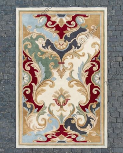 Image of Hand Tufted Modern Design Exported Collection High Low Pattern Wool Carpet for Living Room, Bedroom & Hall (Multi T, 4 x 6 Feet)
