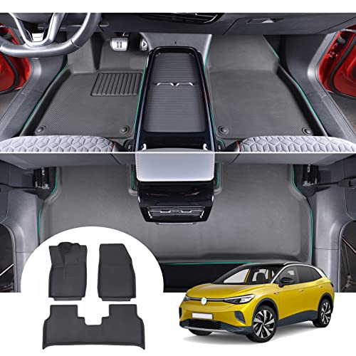 GAFAT V W ID.4 ID.5/ Skodα Enyaq iV/A-u-di Q4 e-tron 2021 2022 2023 Fussmatten, ID4 Fußmatten Gummimatten Original, 3D-Scannen TPE Hoher Rand, Kompatibel mit VW ID.4 Zubehör