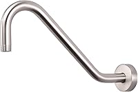Vista 10 de NearMoon Brazo de extensión de ducha en forma de J, extensor de altura de cabezal de ducha de acero inoxidable con brida, diseño de tubo elevador