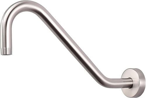 Miniatura 10 de NearMoon Brazo de extensión de ducha en forma de J, extensor de altura de cabezal de ducha de acero inoxidable con brida, diseño de tubo elevador