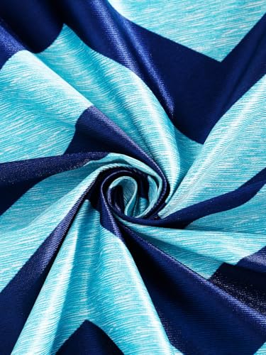 Image of Home Sizzler 2 Pieces Solid Patch Zigzag Print Eyelet Polyester Door Curtain - 7 Feet, Aqua