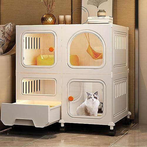 Cage pour chat avec bac à litière pour éviter les salissures