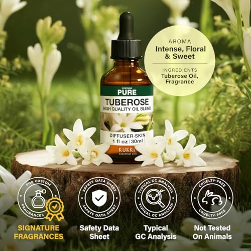 Image of 100% Pure Tuberose Oil - 1 Fl Oz Tuberose Essential Oil for Hair, Skin, Diffuser, Aromatherapy & DIY Soap Making Scent