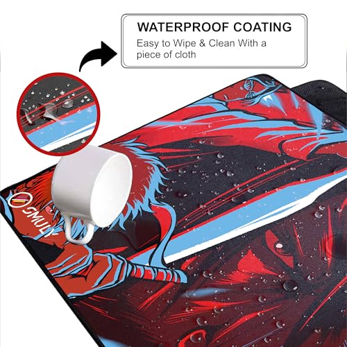 Image of Samurai Warrior Mouse Pad 11x23 Inch 2mm Extended Gaming Desk Mat with Anti-Slip Rubber Base Mousepad for Smooth Surface Desk pad for PC & Laptop Use Waterproof & Stiched (Multicolour) Deskpad