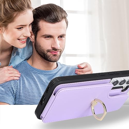 Image of for Samsung Galaxy S23 Case with Card Holder,Galaxy S23 Case Wallet for Women,Credit Card Holder,Ring Stand,Phone Wallet Cases 6.1 inch(Purple)