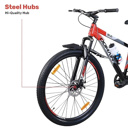 Image of Wifi Domain 29 Inches Single Speed Bicycle for Men Woman and Adults, with Dual Disc, 17 Inch Steel Frame, Hartex 2.40 Tyres, (Red Black)