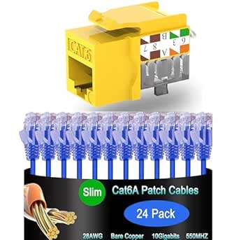 Amazon.com: Lysymixs Cat6a Slim Ethernet Patch Cable 1 ft (24 Pack ...