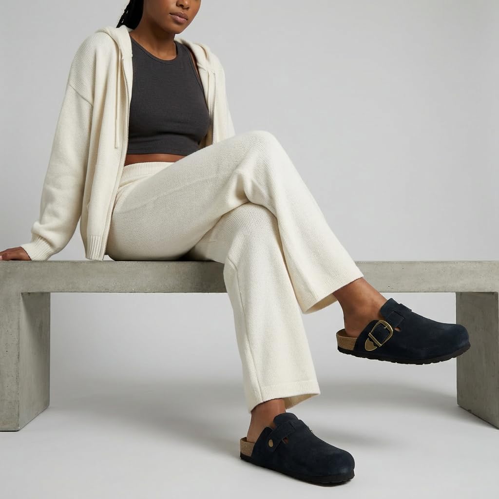 CUSHIONAIRE Hamlet Genuine Leather Suede Clogs for Women, Slip On Shoes with Detailed Metal Buckle Strap and Memory Foam Footbed - Image 8