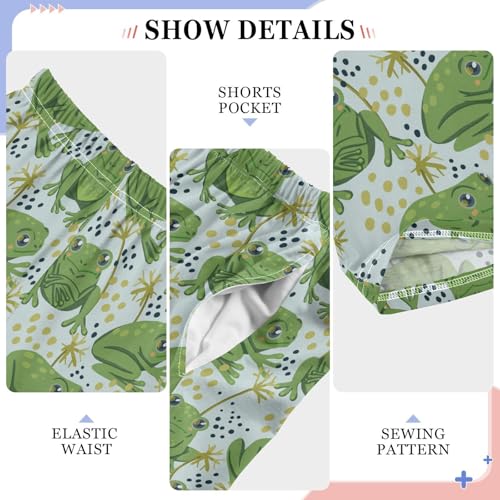 ZZXXB Frog with Polka Dot Leaves Boys Long Pants Soft Trousers Elastic Waist Kids Lounge Bottoms with Pockets S-XL4
