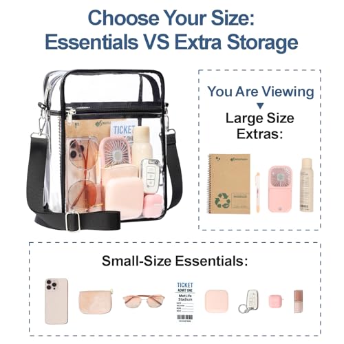 Image of PACKISM Clear Bag for Stadium Events - Clear Purses for Women Transparent Crossbody Messenger Bag for Concerts Game Day
