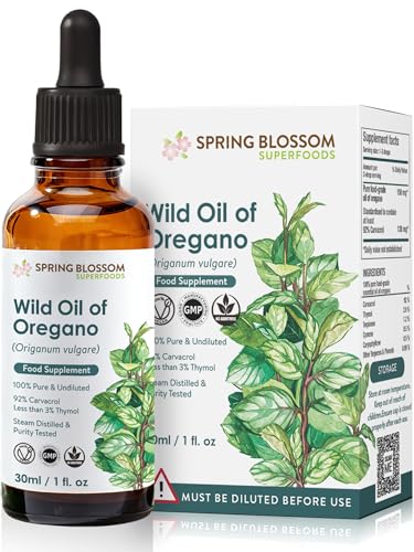 30ml Oregano Oil 92% Carvacrol 100% Pure & Undiluted Vegan Super-Strength Himalayan Wild Oil of Oregano (Origanum Vulgare) Highly Potent Natural Immune Support for Cold Cough Sore Throat Gut Health