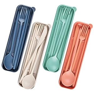 Diyjep Couvert Plastique Reutilisable Reisebesteck-Set 4 Farben