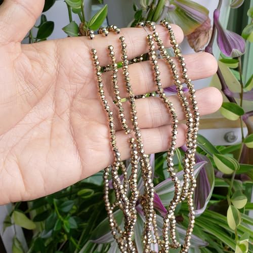 Image of 4mm Rondelle Gold Glass Beads for Jewelry Making 1200pcs Faceted Briolette Shape Crytal Spacer Beads for Bracelet Necklace