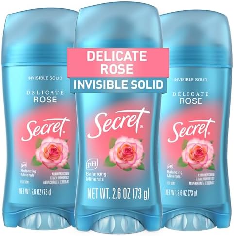 Secret Fresh Antiperspirant Deodorant for Women, 72hr Breathable Sweat & Odor Protection, Instant Freshness & Gentle, PH Balancing Minerals, Invisible Solid, Delicate Rose Scent, 2.6 oz (Pack of 3) - image 1