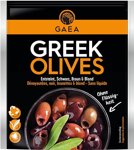 GAEA Kalamata Oliven ohne Stein | 8 x 150g | Natürlich schwarz & sonnengereift | Für Snacks & Salate