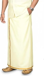 TUNI MANI Men's South Indian Traditional Readymade Polyester Welcro Dhoti With side Pocket | Adjustable for all Size (28"-... Price In India