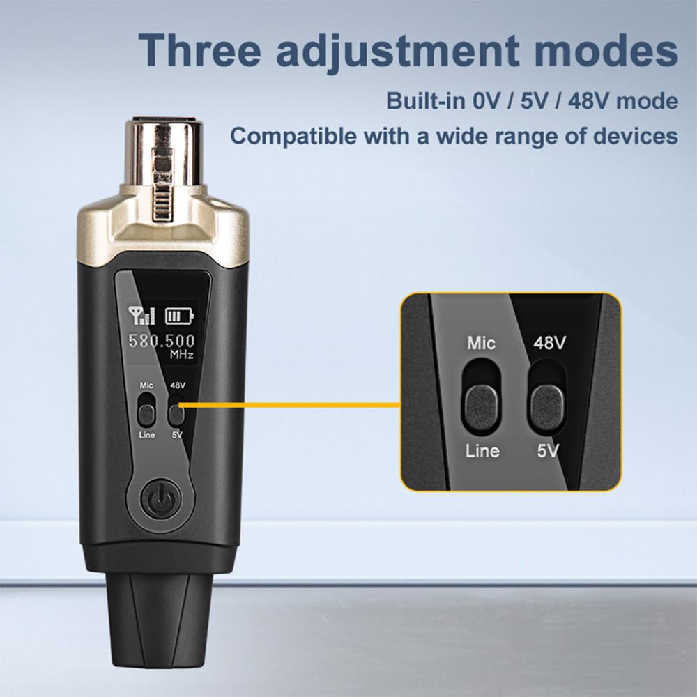 Microfonico Wireless di Alta qualità Modalità Regolabili Batteria a Lunga Durata per Cantanti e Presentatori