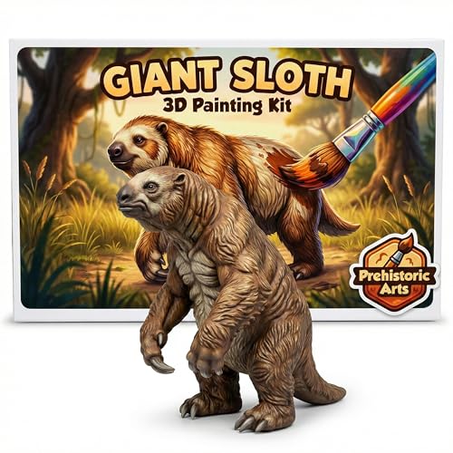 Image of Unscroo DIY 3D Model Painting Kits - Dinosaurs, Ice Age Animals & Unicorns - 3D Printed Art & Craft Hobby Gift for Kids, Teens & Adults - Return Gift Sets (Giant Sloth Single)