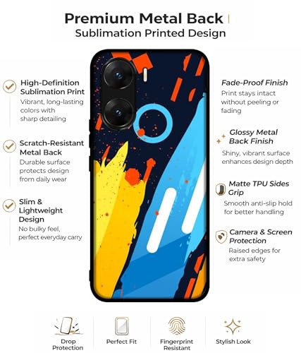 Image of Abstract Stripes Geometric Figures Design Premium 2D Printed Metal Back Case Cover for Vivo V29E 5G