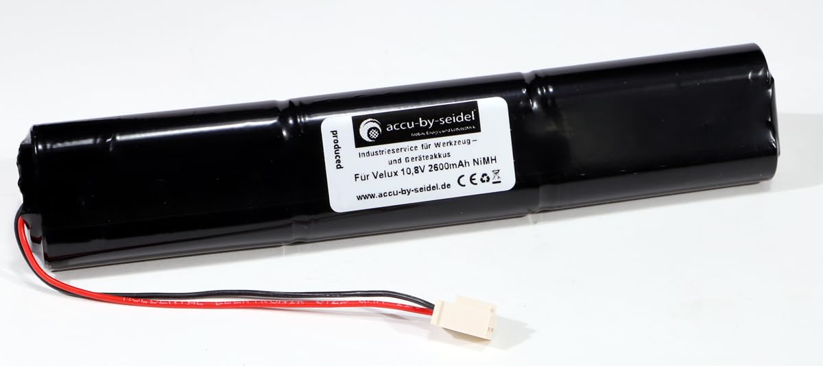 Ersatz – Akku 10,8V 2600mAh NI-MH Rollladen Solar & Dachfenster gebräuchlich für Velux 946933 mit Kabel und Stecker