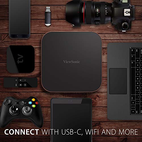 Viewsonic M2 1080P Portable Projector With 1200 Led Lumens, H/V Keystone, Auto Focus, Harman Kardon Bluetooth Speakers, Hdmi, Usb C, 12Gb Storage, Stream Netflix With Dongle #TOP3