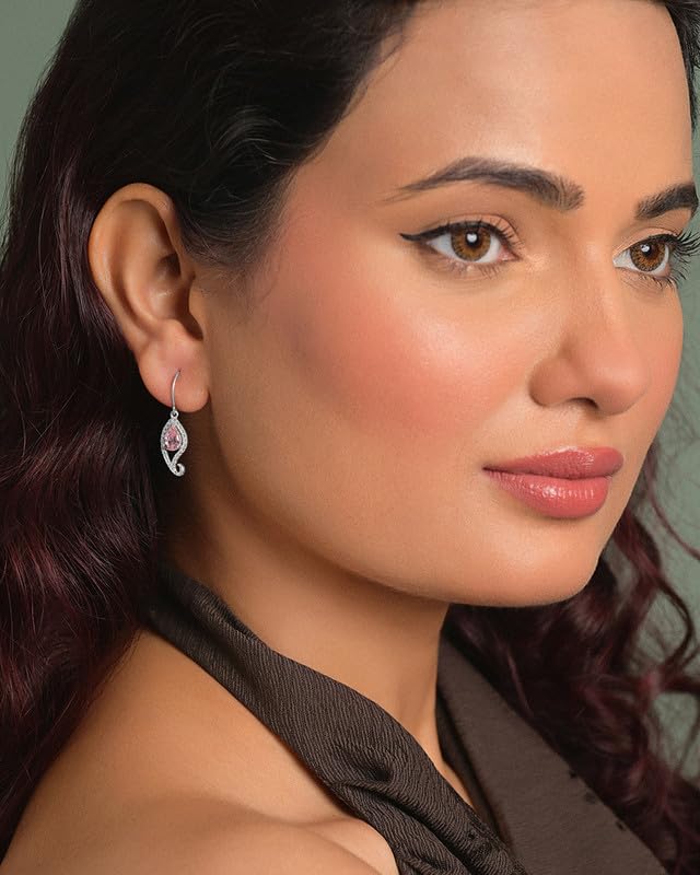 Image of CLARA 925 Sterling Silver Drop Earrings | Platinum Plated | Daily Wear |Gift for Women and Girls