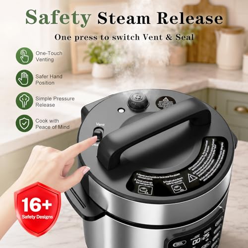 Image of CARORI 6 Qt Electric Pressure Cooker, 9-in-1 Multi-Cooker with IMD Touchscreen, 24H Delay Start, Nonstick Ceramic Pot, Rice Cooker, Slow Cooker, Steamer, Saute, Silver