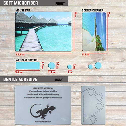 Tapis de souris adhésif plage avec cache webcam et nettoyeur - 7