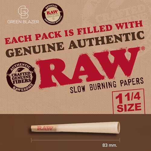 Image of RAW Cones 1 1 /4 Size: 50 Pack Patented Slow Burning Pre Rolled Rolling Papers & Tips, Classic Raw Paper, 84mm