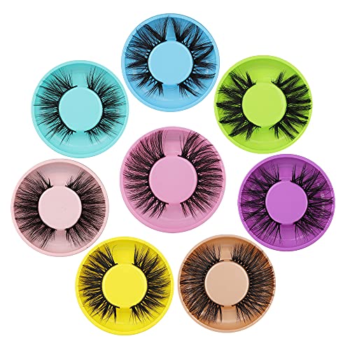 Pleell Faux Mink Lashes Fluffy Wispy False Eyelashes 8 Styles Mixed Dramatic Long Volume Lashes Medium Length Soft Fake Lashes 8 Pairs