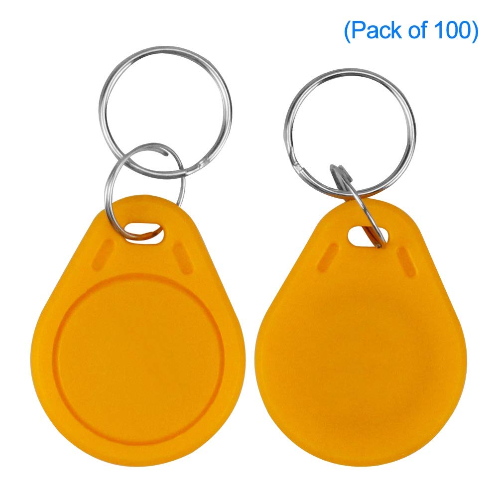 LIBO breloki RFID NFC inteligentna karta identyfikacyjna RFID kontrola dostępu piloty bliskość 13,56 MHz MF Classic 1k IC S50 token tylko do odczytu (100 sztuk, żółty)
