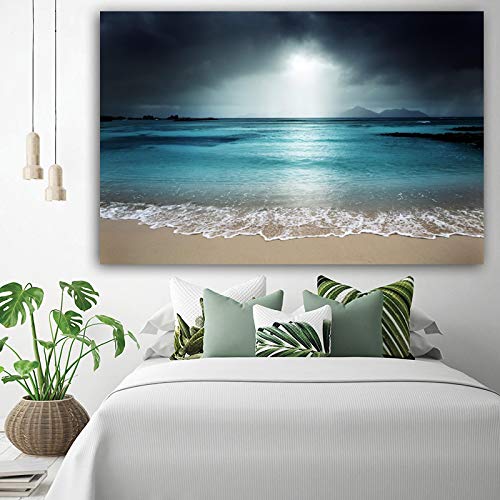 Affiche Plage Ciel Tempête - Tableau Toile Paysage 60x80cm - 6