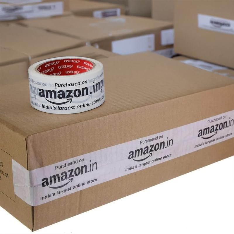 Image of BOPP Packaging Amazon White Tape | Cello | 48mm / 2 inch Width | BOPP Industrial Packaging Tape for E-Commerce Box Packing, Office and Gift Wrapping & DIY | Pack of (36, 65 Meter)