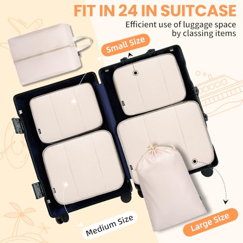Image of BAGAIL 6 Set Packing Cubes Luggage Packing Organizers for Travel Accessories-Beige