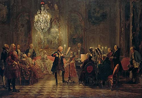 Frederick le Grand jouant de la flûte Poster toile 50x70cm Sanssouci Menzel