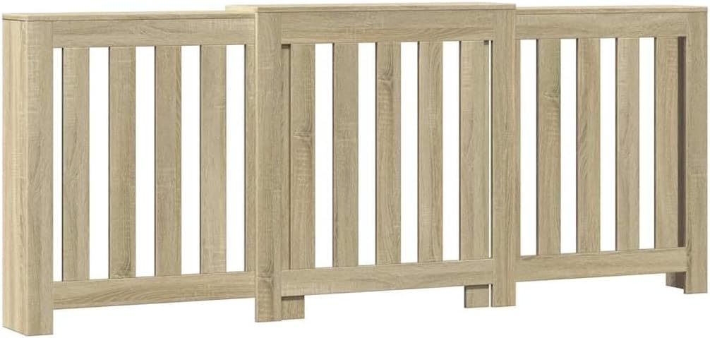 Adjustable Radiator Cover, Sonoma Oak Engineered Wood Cabinet, Modern Slatted Radiator Shelf with Expandable Design, 80.7 Inch Home Decor Console