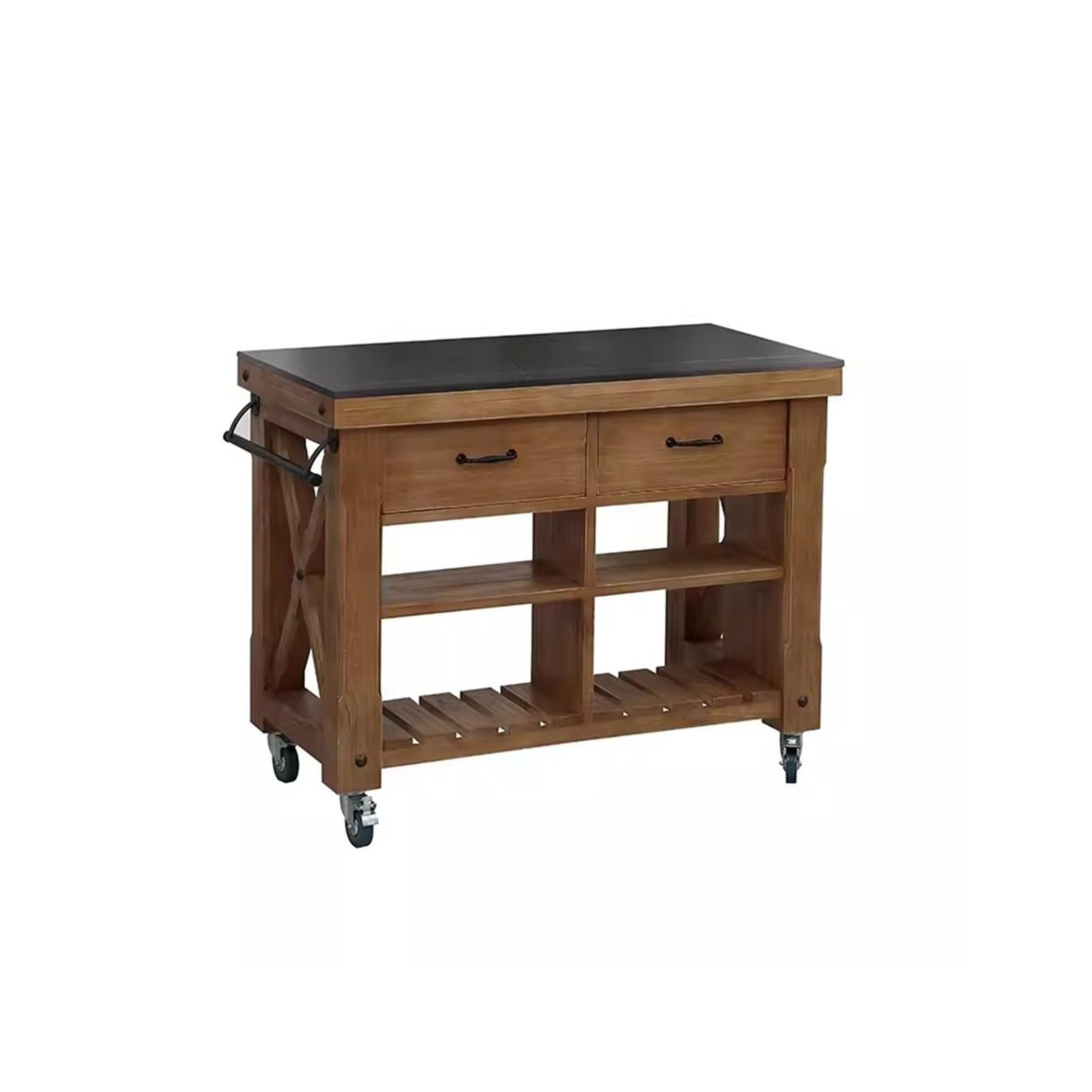 Fzl02068lm One Color Serving Trolleys Kitchen Cooking Table Island Movable Operation Cutting Bar Open Dining Cabinet Organization