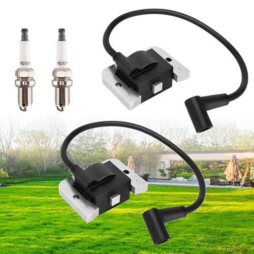 2 Pack 32-584-06-S Ignition Coil Module for Kohler KT600 KT610 KT715 KT725 KT730 KT735 KT740 ZT710 ZT720 ZT730 7000 Series Lawn Mower Engine with Spark Plug Replaces 3258406-S 3258406 32 584 06 S