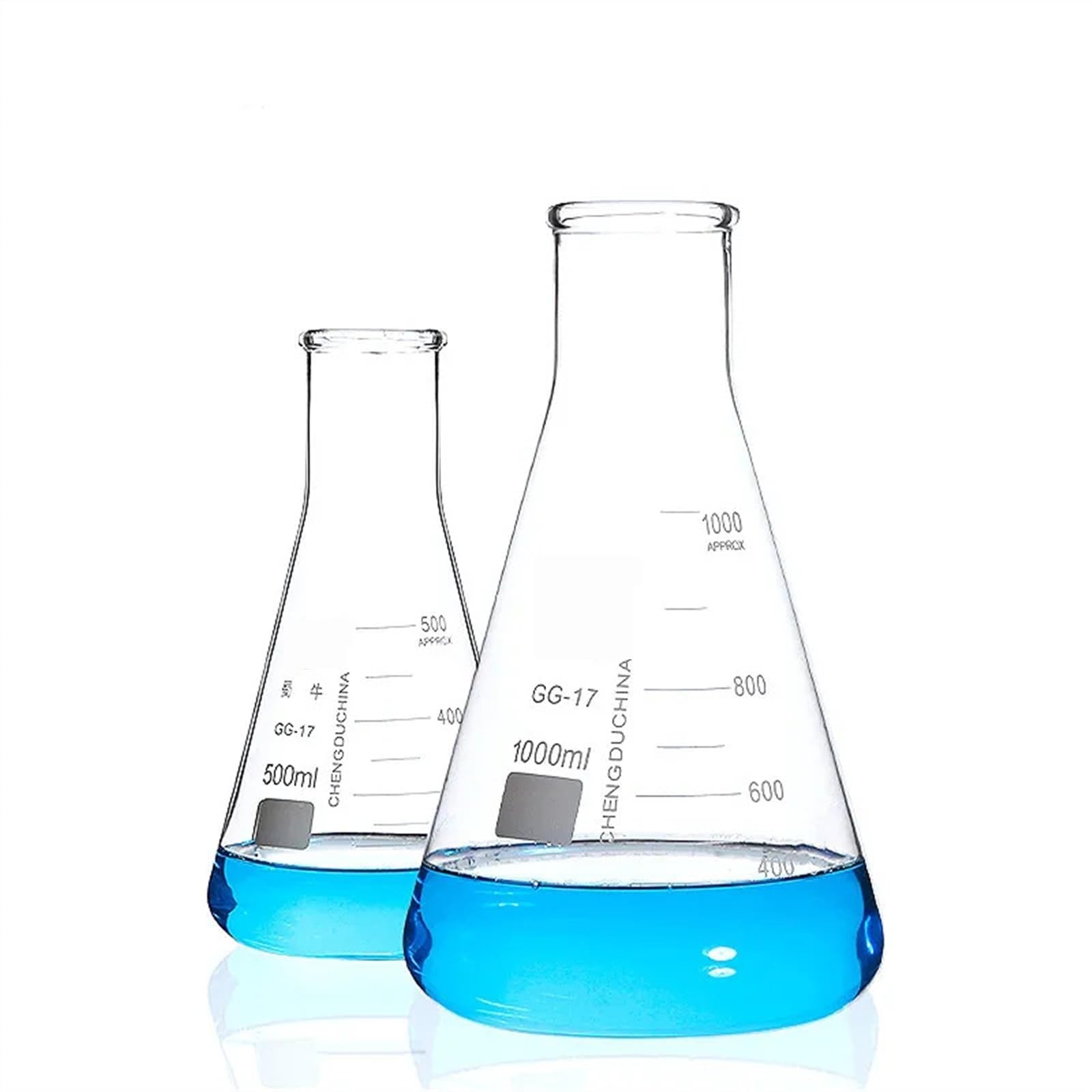 Pallone di vetro per laboratorio, Beuta conica in vetro Vetro ad alto contenuto di silicato Grande calibro 50ml/100ml/150ml/200ml/250ml/500ml/1000ml(1000ml)