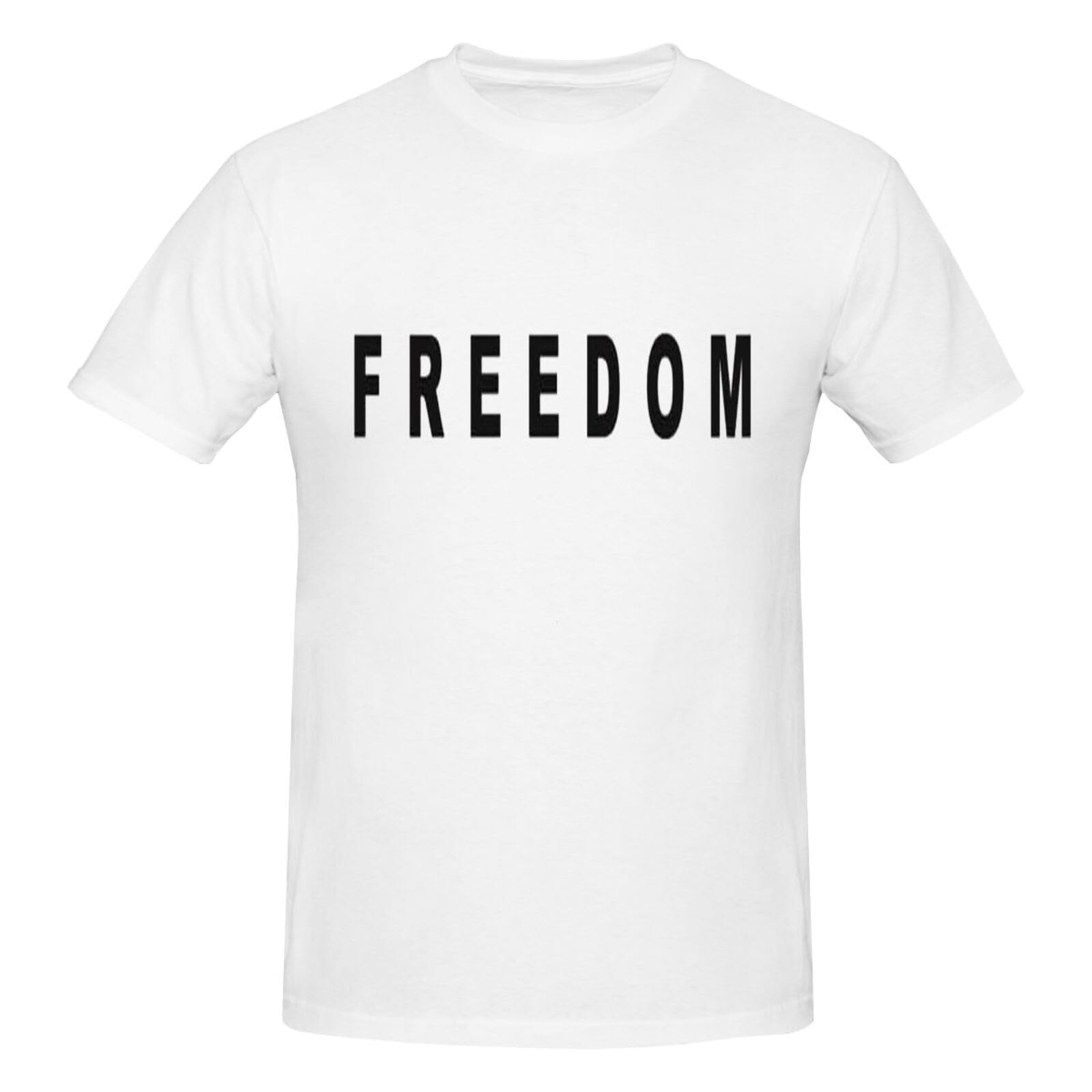 Kwqdozf Men's White Freedom Charlie Kirk Crew Neck Cotton T-Shirts Classic Fit Black