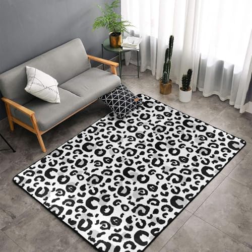 Tapis léopard salon 152x99 cm - Tapis antidérapant lavable - 5