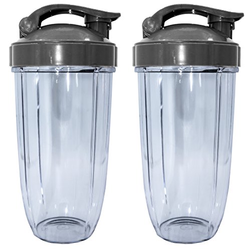 Blendin Replacement Parts, Compatible With Nutribullet 600W, 900W, Nb-101B, 900 Pro Series Blenders (2 Colossal Cups 2 Flip Top Lids) #TOP24