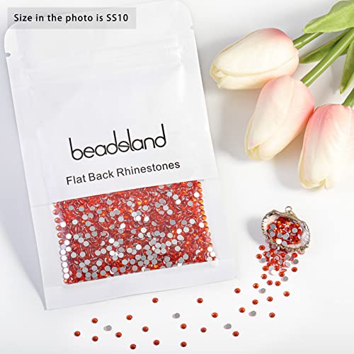 Image of Beadsland 2880pcs Flat Back Crystal Rhinestones Round Gems for Nail Art and Craft Glue Fix, Orange,SS10,2.7-2.9mm