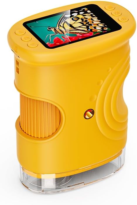 4K Discovery Microscope, 1000X Handheld Digital Pocket Microscope with 2.0" IPS Screen, Rechargeable Pocket Microscope Educational Gift for Boys & Girls Age 4-6 8-12