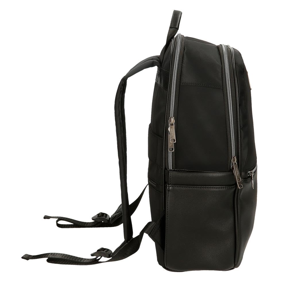 Pepe Jeans Christine Mochila para Portátil Portátil 15,6 Pulgadas Negro 29x40x11 cms Poliéster con Detalles en Piel Sintética 15,6L by Joumma Bags