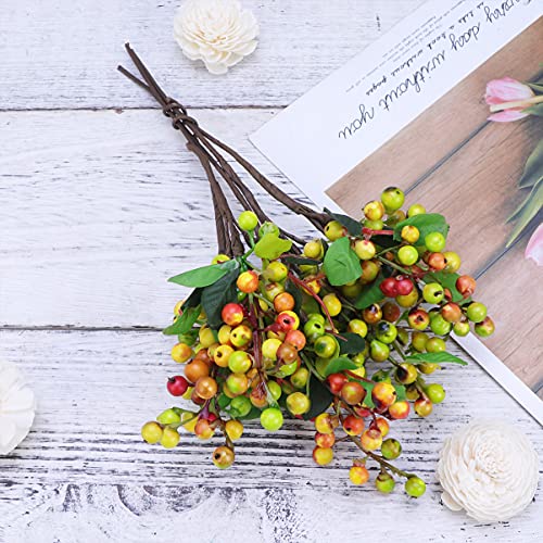 Sewroro Bouquet Filler 5Pcs Artificial Berries Lifelike Fabric Berry Branches Fake Fruit Flower Stems Picks Desktop Vase Flower Arrangement For Office Home Decor Artificial Fruit #TOP5
