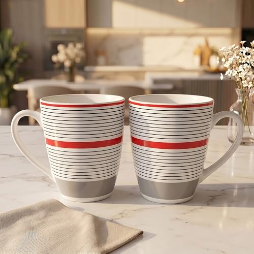 Image of U.P.C. U.P.C.Milk Mug Set of 2 | Ceramic & Bone China Coffee Milk Cups | Designer Printed Tea Coffee Mug Set | Large Capacity Milk Mugs | Microwave Safe Cup Set | Kitchen Drinkware Gift Set