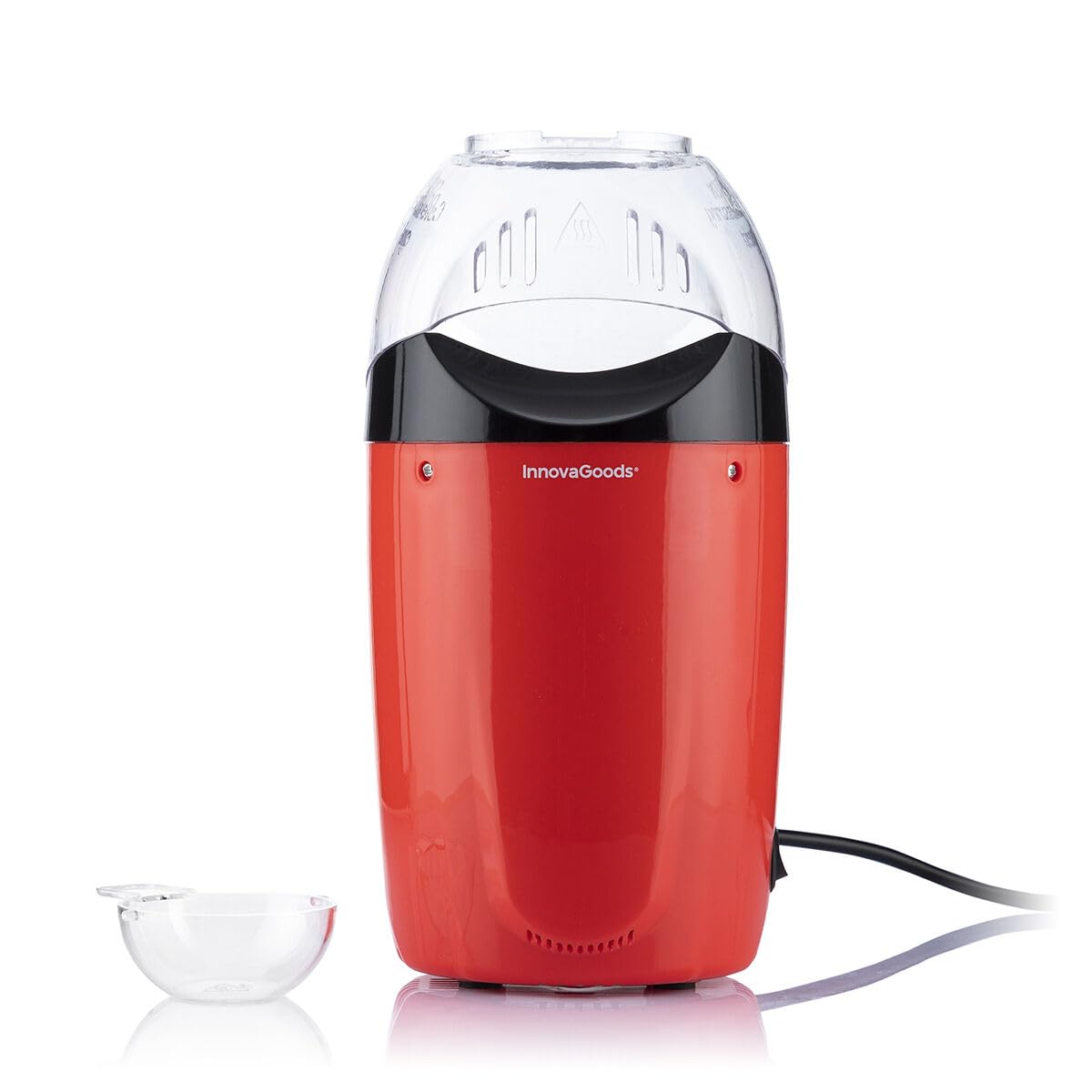 InnovaGoods® Palomitera de aire caliente Popcot, prepara palomitas de maíz de forma saludable y rápida, con función de aire caliente, diseño compacto y portátil, ideal para el hogar y el cine