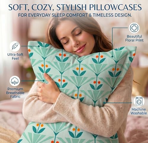 Image of VAS COLLECTIONS Cotton Pillow Cover Set of 2 (17x27 Inches) | Ultra Soft Breathable Pillow Cases for Bed | Skin Friendly, Fade Resistant & Comfortable Pillow Covers for Bedroom Decor (Leaf Green)
