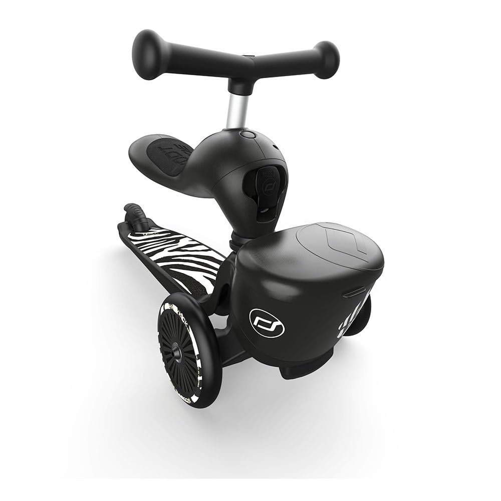 Scoot & Ride Unisex – Baby Highwaykick 1 Lifestyle Kickboard z siedziskiem i pojemnikiem (zebra)